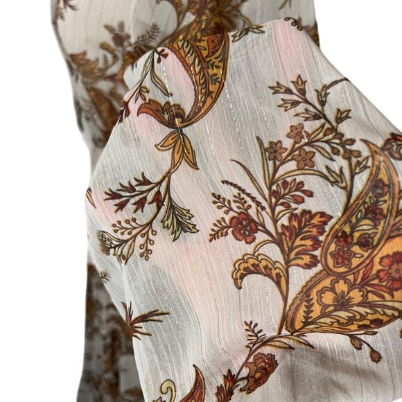 Rachel Parcell dress Women's XS cream floral print chiffon tiered long sleeve - Picture 12 of 13